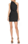 Jewel Badgley Mischka Fan One-shoulder Minidress In Black