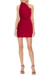Jewel Badgley Mischka Fan One-shoulder Minidress In Red