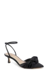 Jewel Badgley Mischka Favor Ankle Strap Pointed Toe Kitten Heel Pump In Black