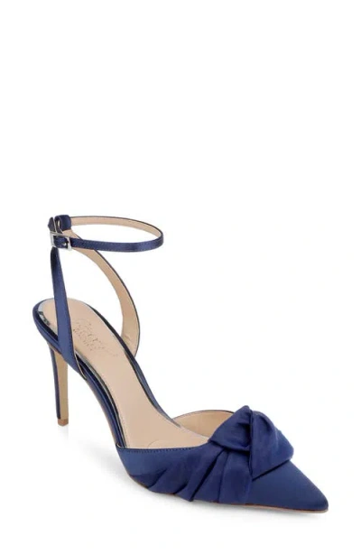 Jewel Badgley Mischka Federica Ankle Strap Pointed Toe Pump In Blue