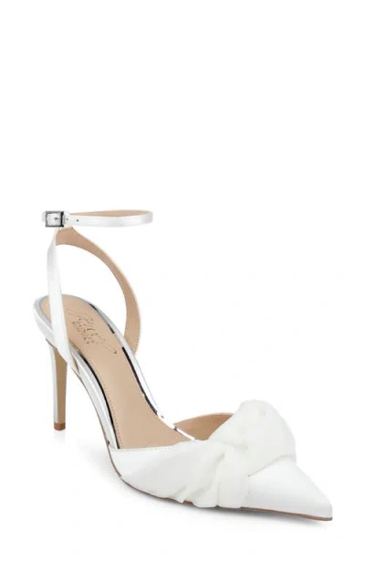 Jewel Badgley Mischka Federica Ankle Strap Pointed Toe Pump In White