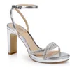 Jewel Badgley Mischka Fila Ankle Strap Platform Sandal In Silver