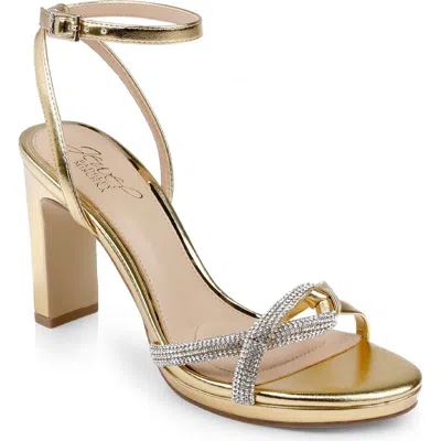 Jewel Badgley Mischka Fila Ankle Strap Platform Sandal In Gold