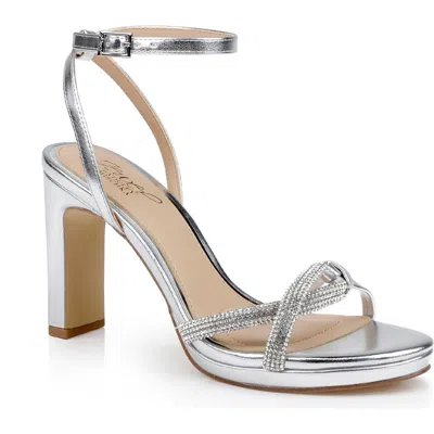 Jewel Badgley Mischka Fila Ankle Strap Platform Sandal In Silver