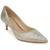 Jewel Badgley Mischka Women's Frenchie Kitten Heel Evening Pumps In White