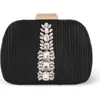 Jewel Badgley Mischka Halo Crystal Panel Minaudiere In Black