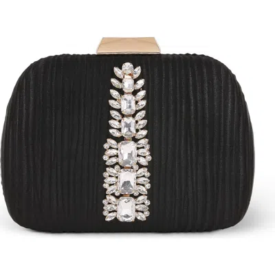 Jewel Badgley Mischka Halo Crystal Panel Minaudiere In Black