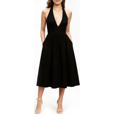 Jewel Badgley Mischka Halter Sundress In Black