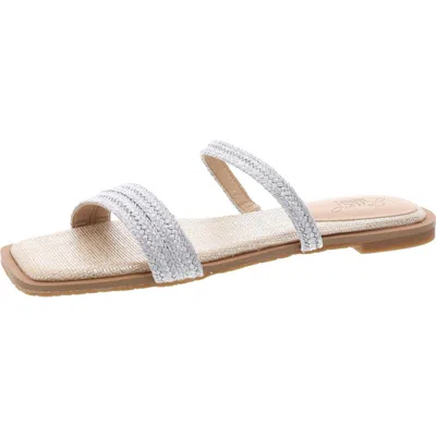 Jewel Badgley Mischka Helena Womens Metallic Flat Slide Sandals In Multi