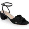 Jewel Badgley Mischka Women's Hudson Knot Block Heel Evening Sandals In Black Fabric