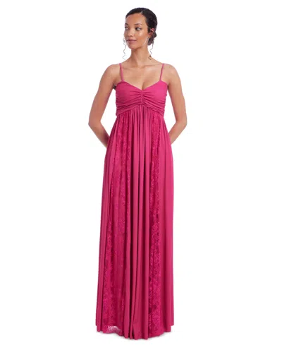 Jewel Badgley Mischka Jewel Badgley Mishka Women's Lace-trim Gown In Pink