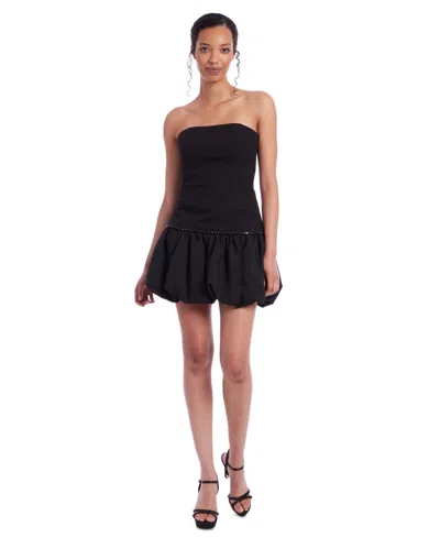 Jewel Badgley Mischka Jewel Badgley Mishka Women's Rhinestone-trim Bubble Dress In Black