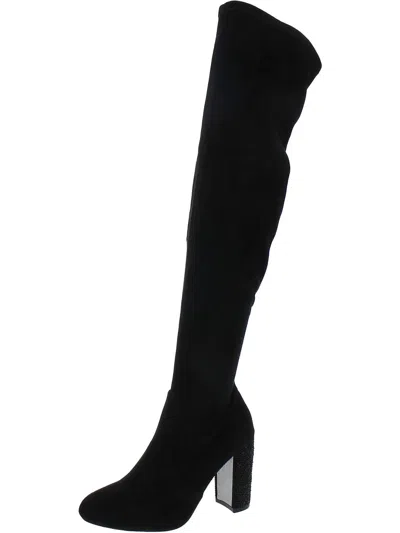 Jewel Badgley Mischka Joy Womens Fux Leather Bl Knee-high Boots In Black