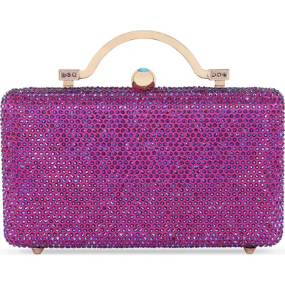 Jewel Badgley Mischka Jude Crystal Minaudiere With Outer Pocket In Pink