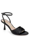 Jewel Badgley Mischka Kaia Womens Strappy Textured Ankle Strap In Black Satin