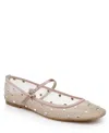 Jewel Badgley Mischka Kaya Mary Jane Flat In Blush Mesh