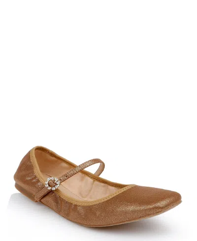 Jewel Badgley Mischka Kaya Ballerina Evening Flat In Gold Metallic Fabric