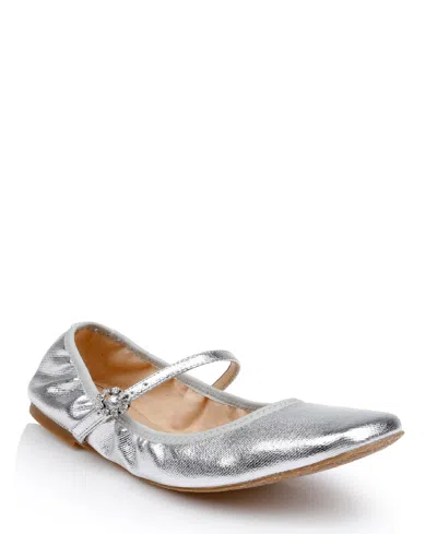Jewel Badgley Mischka Kaya Ballerina Evening Flat In Silver Metallic Fabric