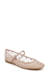 Jewel Badgley Mischka Kaya Mary Jane Flat In Blush Mesh