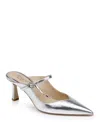 Jewel Badgley Mischka Kaylin Mary Jane Pointed Toe Mule In Silver Metallic Fabric
