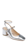 Jewel Badgley Mischka Keilani Ankle Strap Mary Jane Pump In Silver Metallic