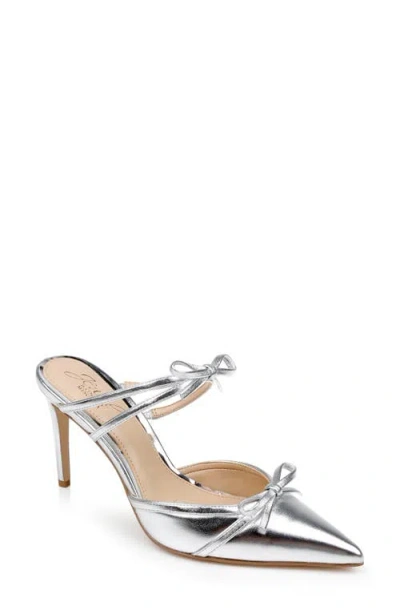 Jewel Badgley Mischka Klarise Pointed Toe Mule In Silver Metallic