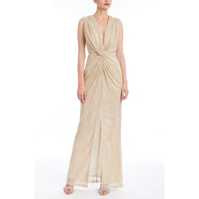 Jewel Badgley Mischka Knot Front Sleeveless Gown In Copper