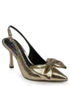 Jewel Badgley Mischka Kourtnay Slingback Pointed Toe Pump In Gold Metallic Fabric