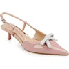Jewel Badgley Mischka Krystia Slingback Pointed Toe Kitten Heel Pump In Blush Patent