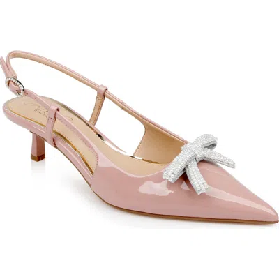 Jewel Badgley Mischka Krystia Slingback Pointed Toe Kitten Heel Pump In Pink