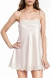Jewel Badgley Mischka Lace Trim Satin Mini Slipdress