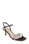 Jewel Badgley Mischka Maci Kitten Heel Ankle Strap Sandal In Black Satin