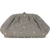 Jewel Badgley Mischka Margot Beaded Pouch Clutch In Gray