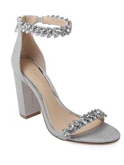 Jewel Badgley Mischka Mayra Womens Satin Heels In Silver