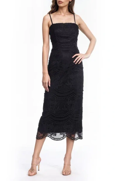 Jewel Badgley Mischka Mixed Lace Cocktail Dress In Black