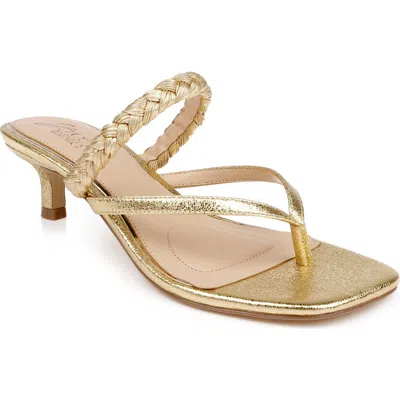 Jewel Badgley Mischka Nadya Kitten Heel Flip Flop In Gold Metallic