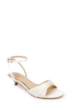 Jewel Badgley Mischka Nance Ankle Strap Kitten Heel Sandal In Ivory Satin