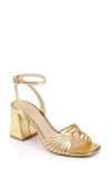 Jewel Badgley Mischka Nariah Ankle Strap Sandal In Gold Leather