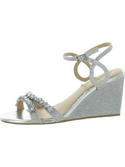 Jewel Badgley Mischka Nell Womens Glitter Embellished Wedge Sandals In Multi