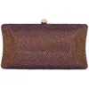Jewel Badgley Mischka Nia Fully Crystal Beveled Minaudiere In Brown