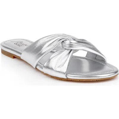Jewel Badgley Mischka Nicolet Sandal In Silver Leather