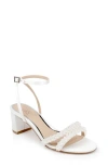 Jewel Badgley Mischka Ninnette Embellished Ankle Strap Sandal In Ivory Satin