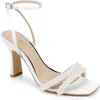 Jewel Badgley Mischka Noah Embellished Ankle Strap Sandal In Ivory Satin