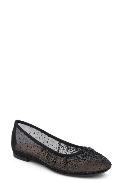 Jewel Badgley Mischka Nuala Embellished Flat In Black