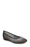 Jewel Badgley Mischka Nuala Embellished Flat In Black Mesh