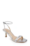 Jewel Badgley Mischka Nyx Ankle Strap Sandal In Silver Leather