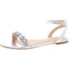 Jewel Badgley Mischka Danica Womens Embellished Faux Leather Ankle Strap In Silver