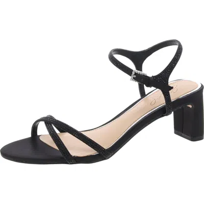 Jewel Badgley Mischka Omari Ii Womens Satin Ankle Strap Heels In Black