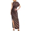 Jewel Badgley Mischka One-shoulder Jersey Gown In Copper