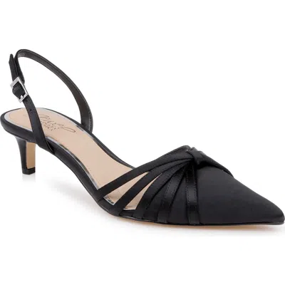 Jewel Badgley Mischka Patricia Slingback Pointed Toe Kitten Heel Pump In Black